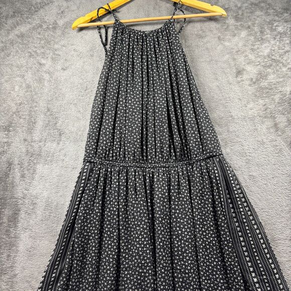 H&M High Neck Maxi Dress Black White Floral Mixed Print Sheer Sexy Size 10 E159 - Picture 2 of 9